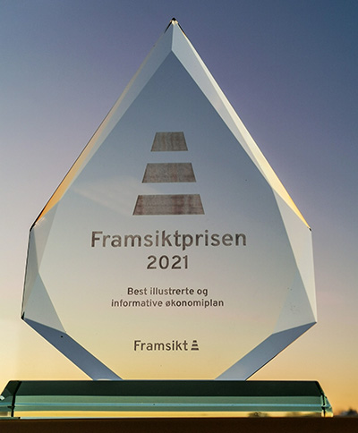 Framsiktprisen 2021, statuett for publikumsprisen for best illustrerte og informative økonomiplan