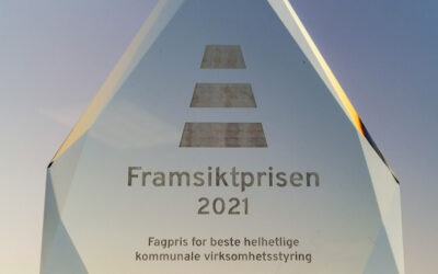 Fagprisen for beste helhetlige kommunale virksomhetsstyring Framsiktprisen 2021, statuett for fagprisen for beste helhetlige kommunale virksomhetsstyring