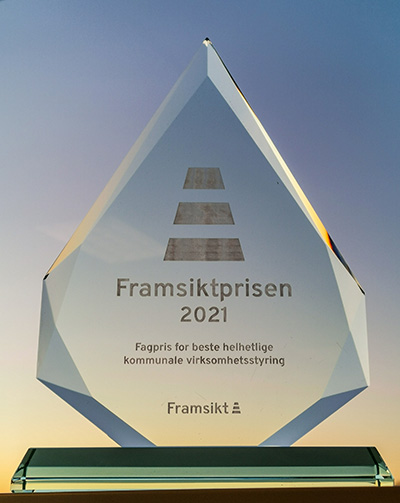 Framsiktprisen 2021, statuett for fagprisen for beste helhetlige kommunale virksomhetsstyring