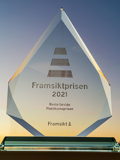 Framsiktprisen 2021, statuett for publikumsprisen for beste forside